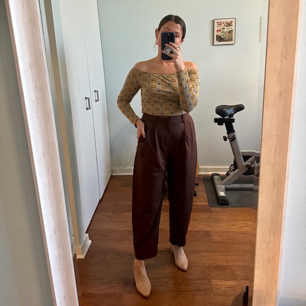 Zara Geometric Patterned Knit off the shoulder sweater Top - Yellow Gray Gold